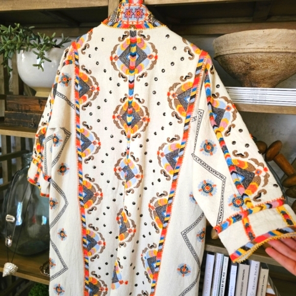 Anthropologie Maeve Dala Embroidered Jacket Size M Bohemian Maximalist Statement - Picture 7 of 15